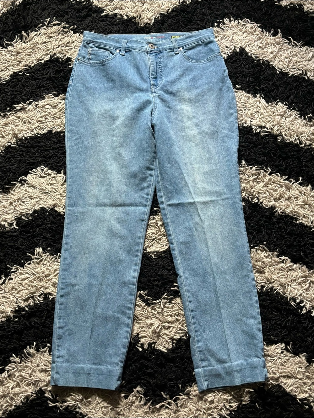 Style & Co Light Wash Denim Straight Leg High Waisted Jeans
